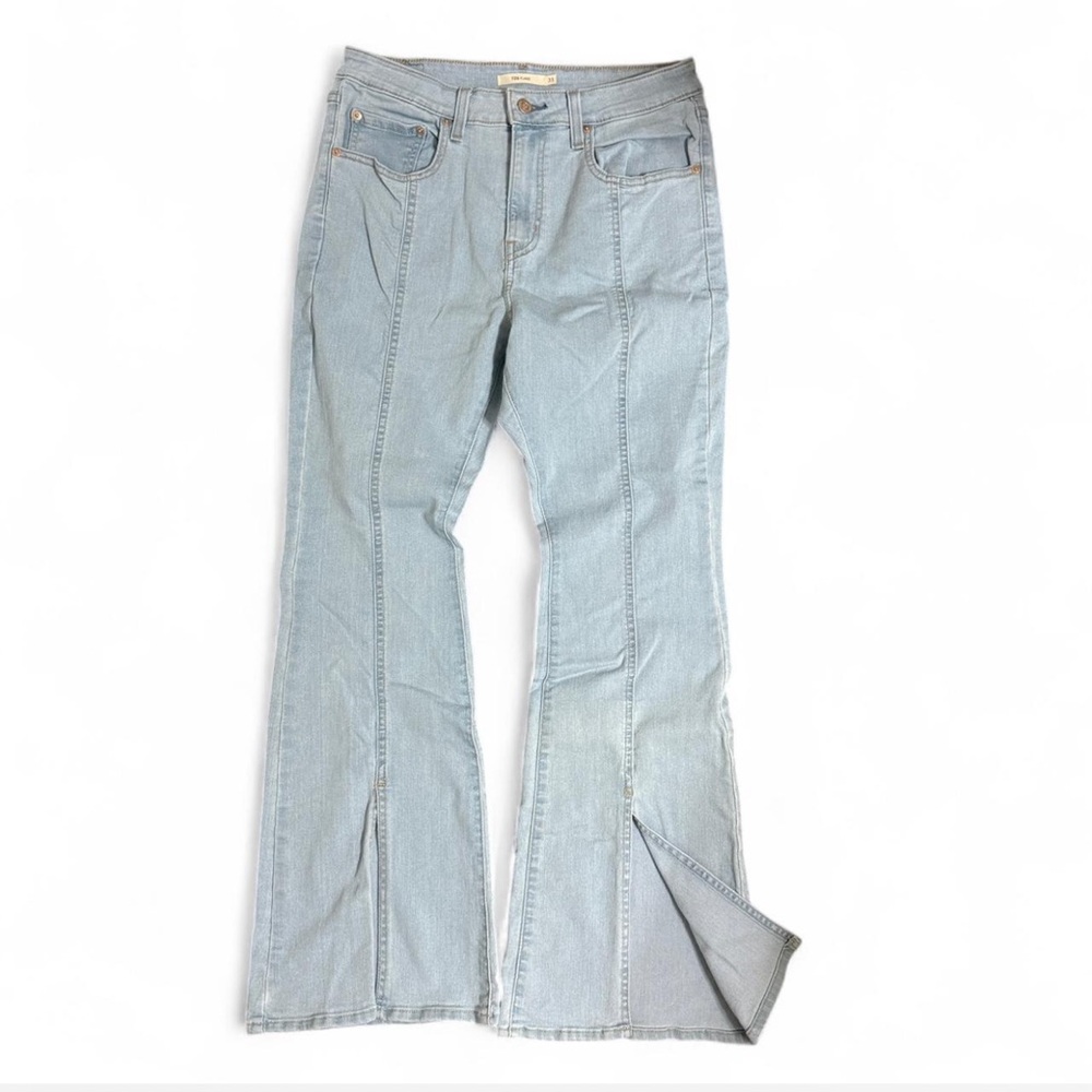 Y2K Levi's 726 High Rise Split hem Flare Lightwash Jeans Women Size 31 Denim EUC
